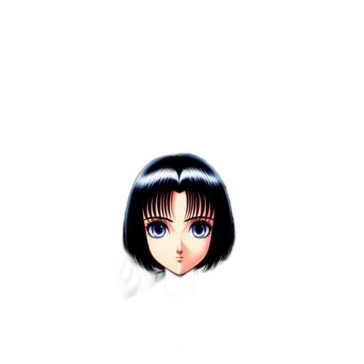 face, hair, robot, creature, vaporwave, anime, pixel art, 3d render transparent PNG cut-out