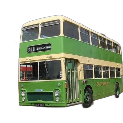 3d render, photorealistic, green, double-decker, bus, route, number, 310 transparent PNG cut-out