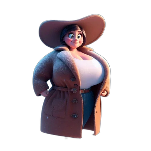 jacket, hat, dress, staff, 3d render, concept art, cartoon, photorealistic transparent PNG cut-out