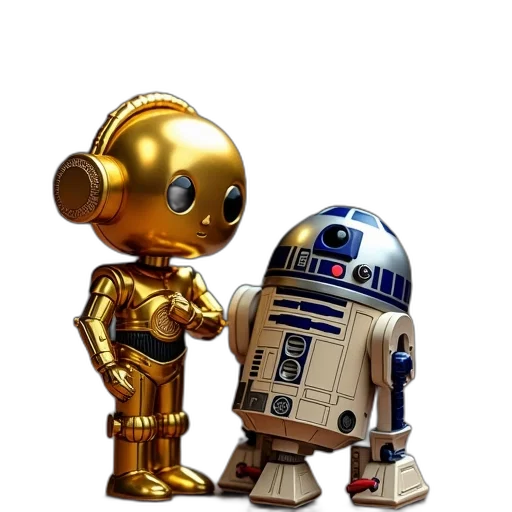 robot, concept art, 3d render, pixel art, outer space, golden, star, wars transparent PNG cut-out