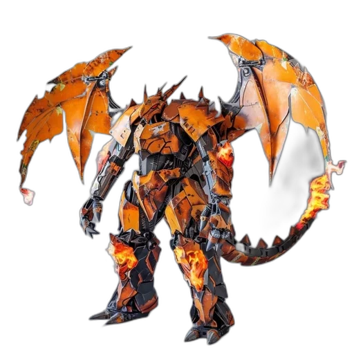 dragon, creature, concept art, fantasy art, 3d render, pixel art, mechanized, dragon-robot transparent PNG cut-out