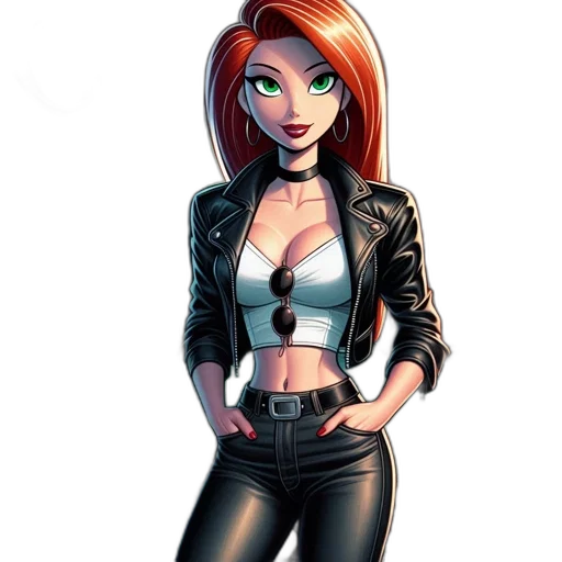 jacket, cartoon, comic book art, concept art, fantasy art, attractive, woman, modern transparent PNG cut-out
