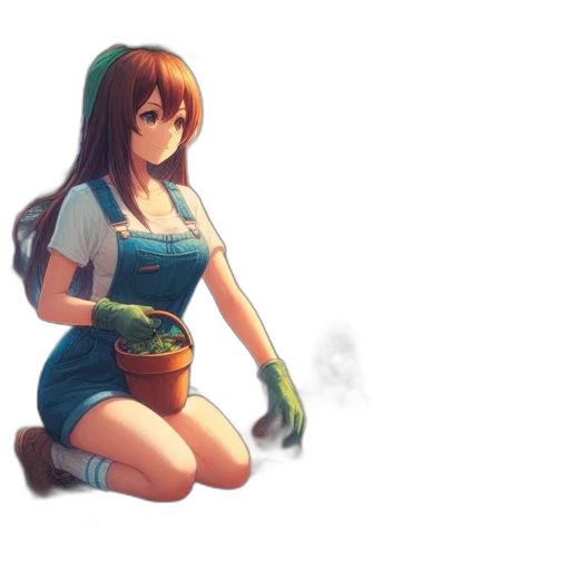 dress, weapon, staff, robot, concept art, pixel art, fantasy art, anime transparent PNG cut-out