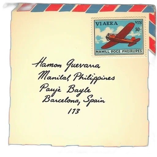 vintage, envelope, blue, red, border, featuring, stamp, top transparent PNG cut-out