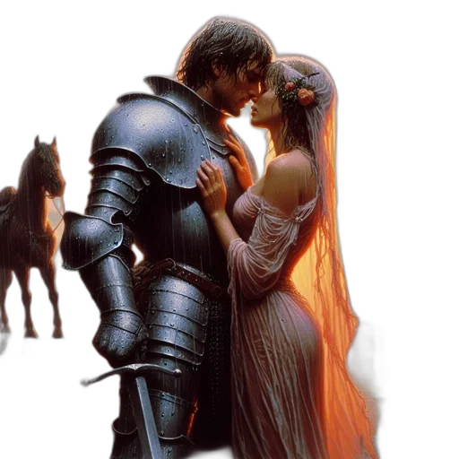 sword, fantasy art, concept art, fire, outer space, knight, woman, both transparent PNG cut-out