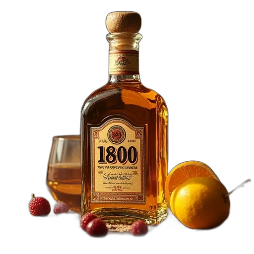 bottle, food, photorealistic, tequila, 1800, puerto, rican transparent PNG cut-out