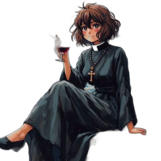 dress, staff, pixel art, concept art, oil painting, watercolor, dark, monochrome transparent PNG cut-out