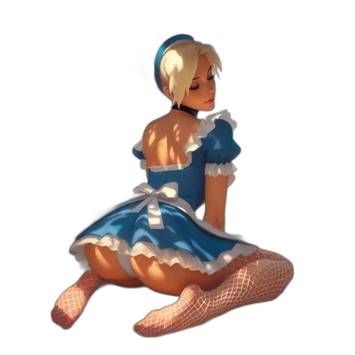 dress, robot, concept art, pixel art, 3d render, fantasy art, blue, pastel transparent PNG cut-out