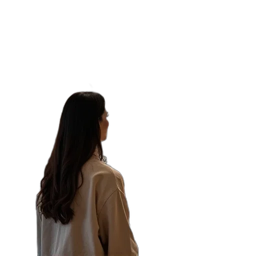 jacket, dress, staff, hair, 3d render, photorealistic, concept art, fog transparent PNG cut-out