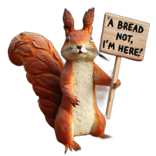 food, animal, creature, 3d render, concept art, artful, squirrel, sculpture transparent PNG cut-out