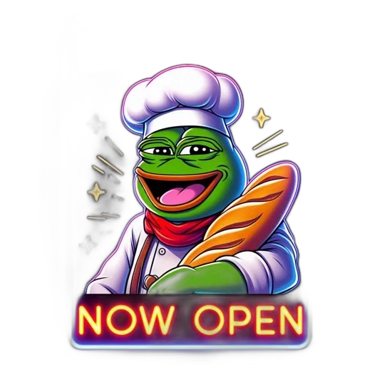food, staff, pixel art, photorealistic, neon, sign, bakery, features transparent PNG cut-out