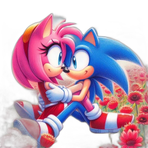 flower, concept art, pixel art, fantasy art, photorealistic, sonic, hedgehog, amy transparent PNG cut-out