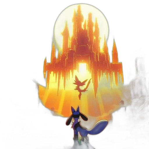 crown, concept art, fantasy art, watercolor, pixel art, fog, fire, anthropomorphic transparent PNG cut-out