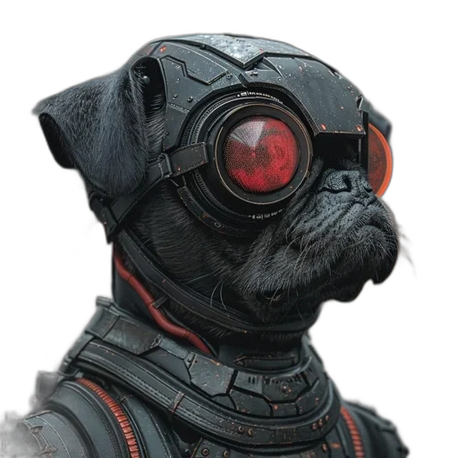 mask, robot, staff, animal, concept art, 3d render, cyberpunk, comic book art transparent PNG cut-out
