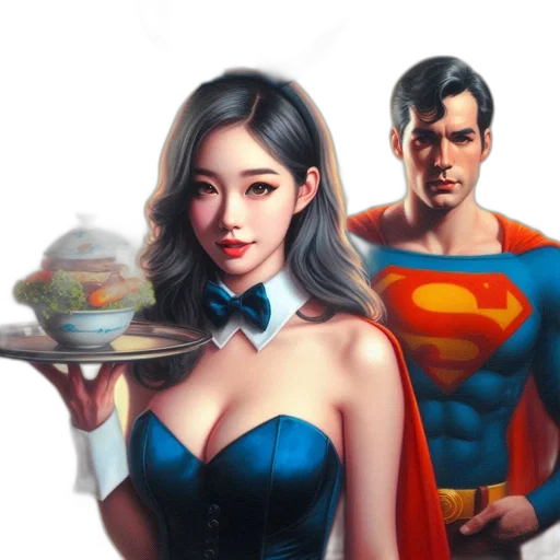 food, comic book art, concept art, fantasy art, photorealistic, woman, bunny, ears transparent PNG cut-out