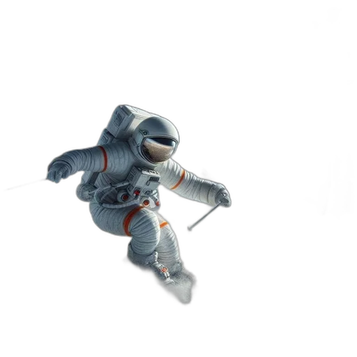 robot, 3d render, concept art, outer space, astronaut, stands, lunar, surface transparent PNG cut-out