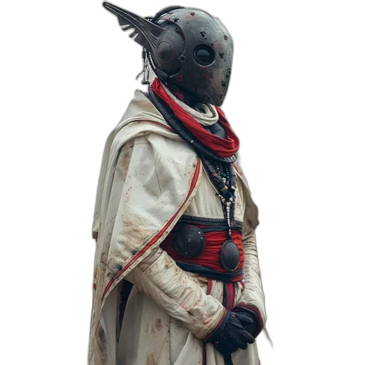 mask, staff, sword, dragon, concept art, fantasy art, cyberpunk, photorealistic transparent PNG cut-out