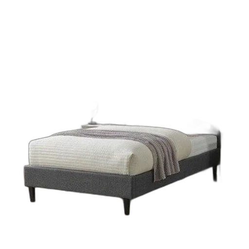 furniture, 3d render, modern, bedroom, features, gray, upholstered, bed transparent PNG cut-out