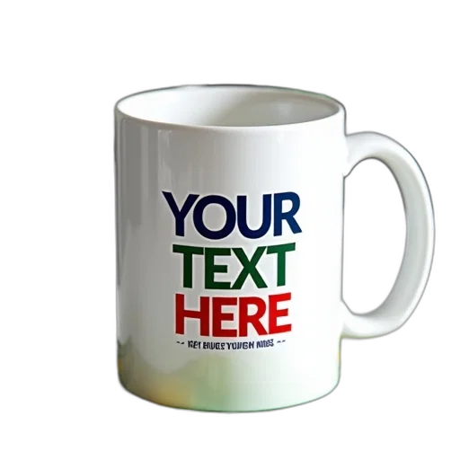 3d render, white, mug, black, red, design, featuring, text transparent PNG cut-out