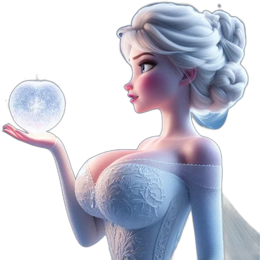 dress, concept art, fantasy art, 3d render, comic book art, snow, female, animated transparent PNG cut-out