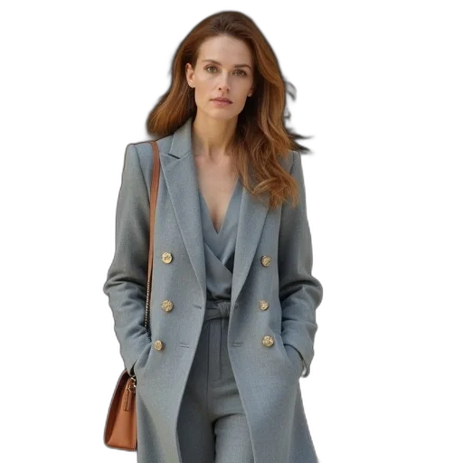 jacket, dress, earth tones, blue, marcia, macdonald, seen, leaving transparent PNG cut-out