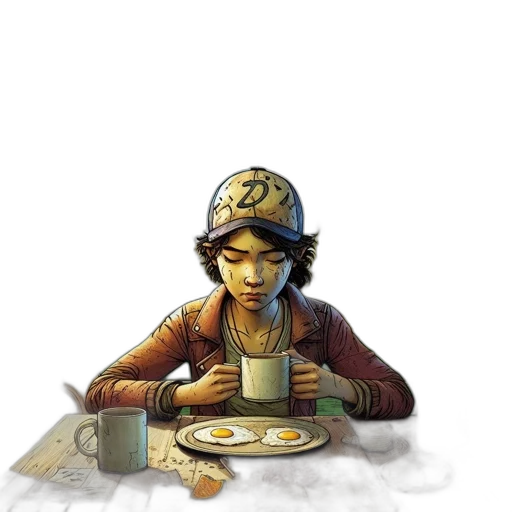 hat, food, face, staff, comic book art, concept art, pixel art, watercolor transparent PNG cut-out
