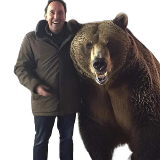 animal, jacket, creature, man, blue, jeans, brown, poses transparent PNG cut-out