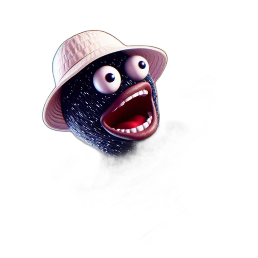 hat, creature, animal, mask, 3d render, photorealistic, concept art, cartoon transparent PNG cut-out
