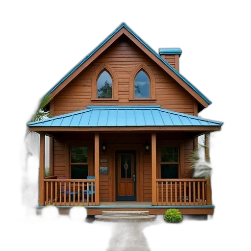 building, 3d render, photorealistic, concept art, watercolor, blue, quaint, two-story transparent PNG cut-out