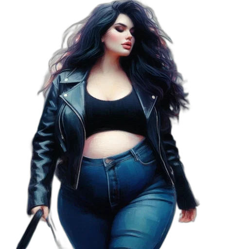 jacket, weapon, concept art, photorealistic, cyberpunk, 3d render, woman, black transparent PNG cut-out