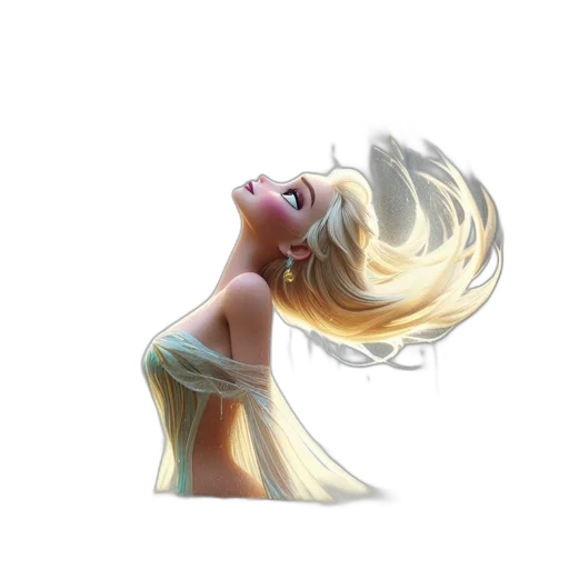 hair, dress, 3d render, concept art, fantasy art, cartoon, fire, animated transparent PNG cut-out