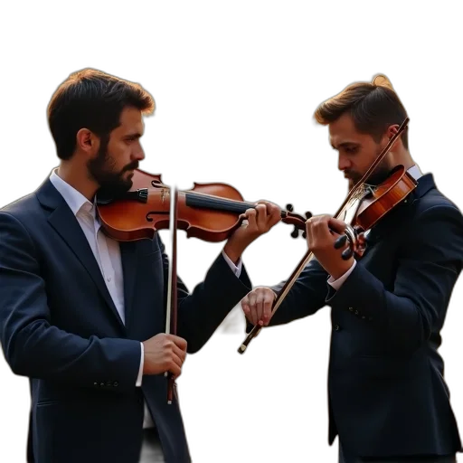 staff, two, men, violin transparent PNG cut-out