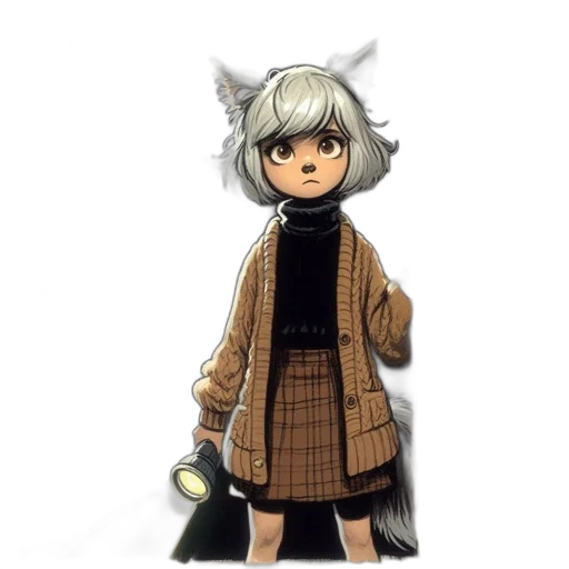 staff, jacket, animal, dress, concept art, pixel art, anime, fantasy art transparent PNG cut-out