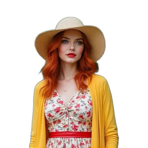 dress, hat, jacket, photorealistic, colorful, golden, red, neon transparent PNG cut-out
