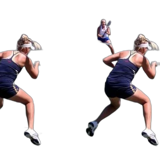 3d render, tennis, player, blue, outfit, hitting, ball, her transparent PNG cut-out