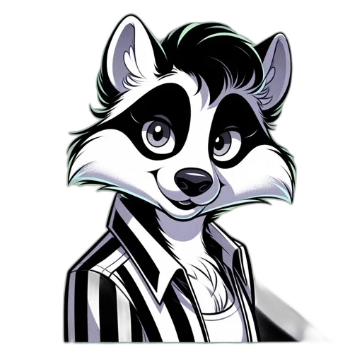 jacket, staff, animal, mask, cartoon, concept art, pixel art, comic book art transparent PNG cut-out