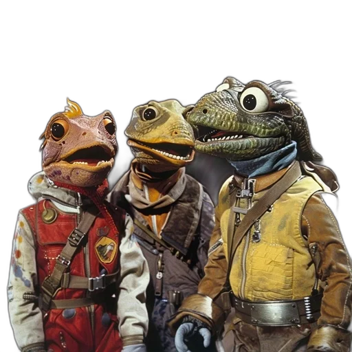 mask, jacket, staff, animal, concept art, outer space, three, anthropomorphic transparent PNG cut-out