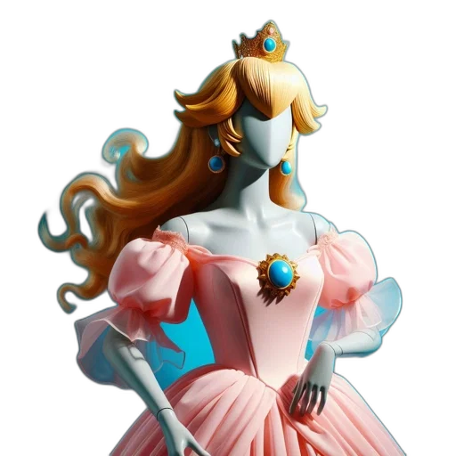 crown, dress, jewelry, 3d render, concept art, vaporwave, fantasy art, pastel transparent PNG cut-out
