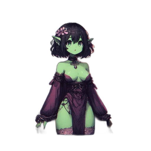 dress, crown, creature, flower, concept art, fantasy art, pixel art, watercolor transparent PNG cut-out