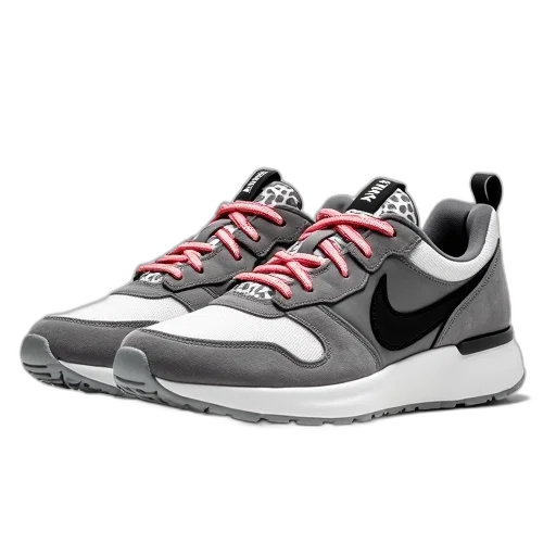 shoes, 3d render, pair, grey, sneakers, white, sole, black transparent PNG cut-out