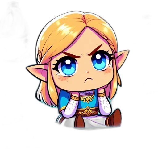staff, fantasy art, pixel art, concept art, anime, chibi-style, character, blue transparent PNG cut-out