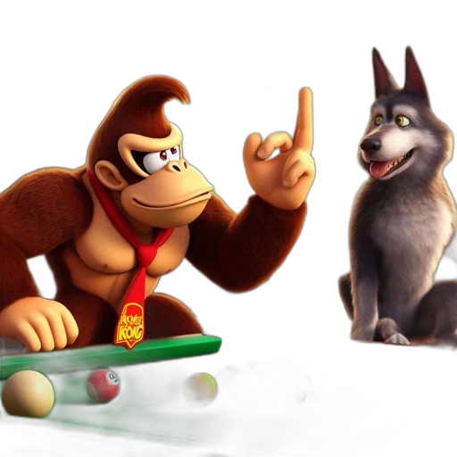 animal, 3d render, concept art, photorealistic, cartoon, two, cartoonish, characters transparent PNG cut-out