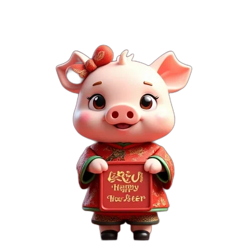 animal, food, mask, 3d render, photorealistic, concept art, pig, chinese transparent PNG cut-out