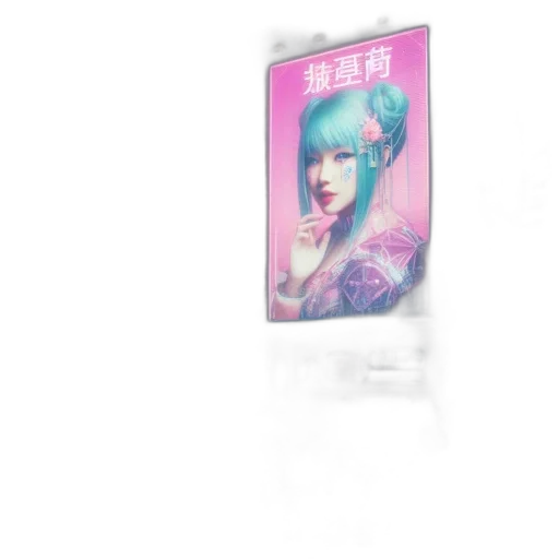 robot, dress, hair, face, vaporwave, concept art, 3d render, cyberpunk transparent PNG cut-out
