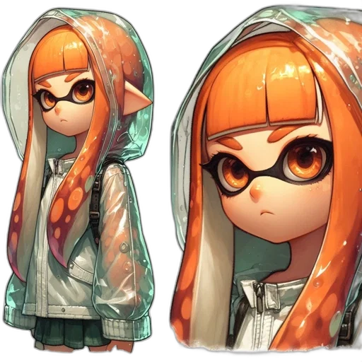 jacket, dress, mask, concept art, 3d render, anime, fantasy art, monochrome transparent PNG cut-out