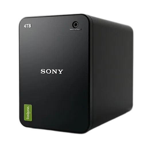 3d render, black, external, hard, drive, sony, logo, front transparent PNG cut-out
