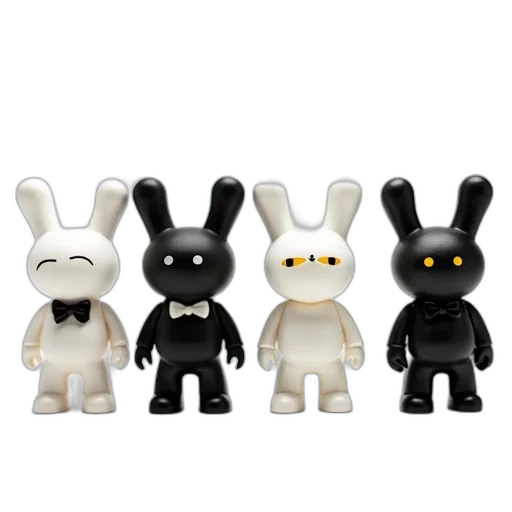 3d render, concept art, monochrome, collection, four, figurines, similar, design transparent PNG cut-out