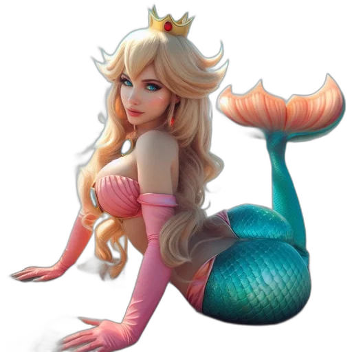 fantasy art, concept art, 3d render, pixel art, underwater, female, figure, portrayed transparent PNG cut-out