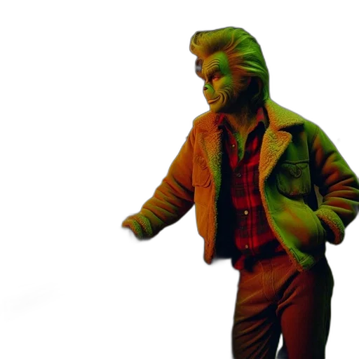 jacket, creature, mask, animal, 3d render, concept art, vaporwave, green transparent PNG cut-out