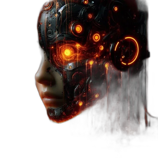 robot, face, mask, cyberpunk, concept art, 3d render, photorealistic, futuristic transparent PNG cut-out